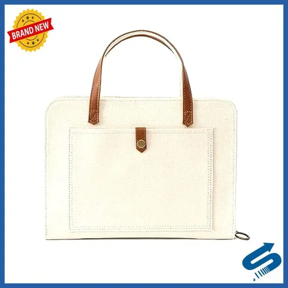 Canvas Bible Cover with Leather Handles Zippered Closure Minimalist Purse Style